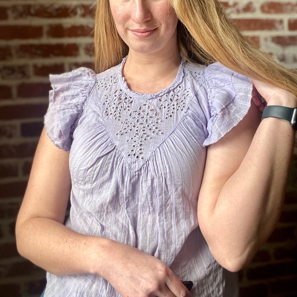 Universal Thread Lavender Flutter Sleeve Blouse - Picture 3 of 6
